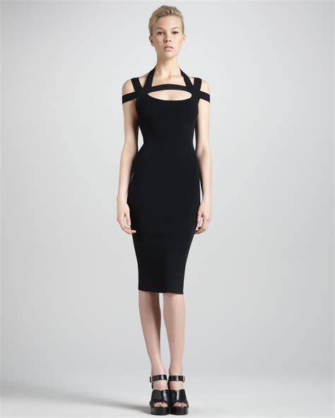 black michael michael kors fitted dress|Michael Kors black pleated dress.